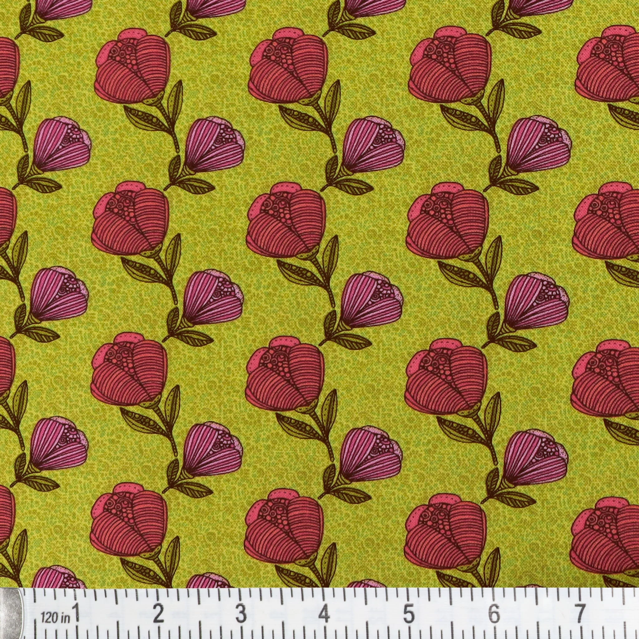 Alluring Peacock Fabric Collection - Pebble Floral Lime - Image 2