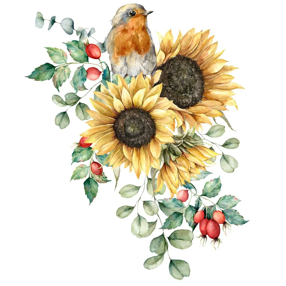 Autumn Bouquet & Robin Fabric Panel