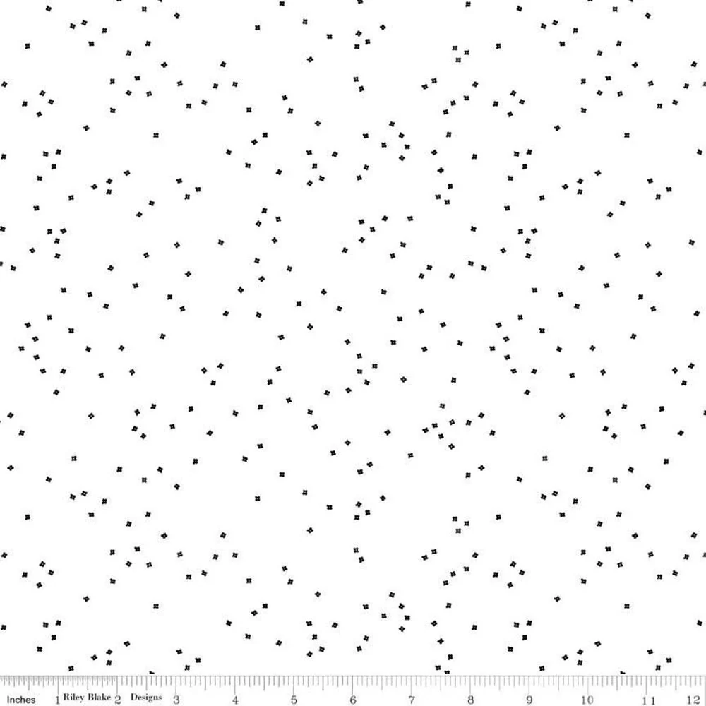 Blossom On White Black Fabric