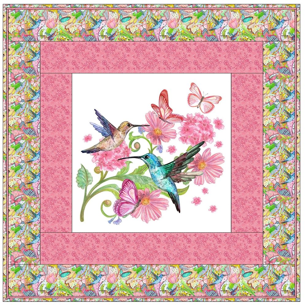 Bright Flowers and Hummingbirds Wall Hanging 42" x 42" - Image 3