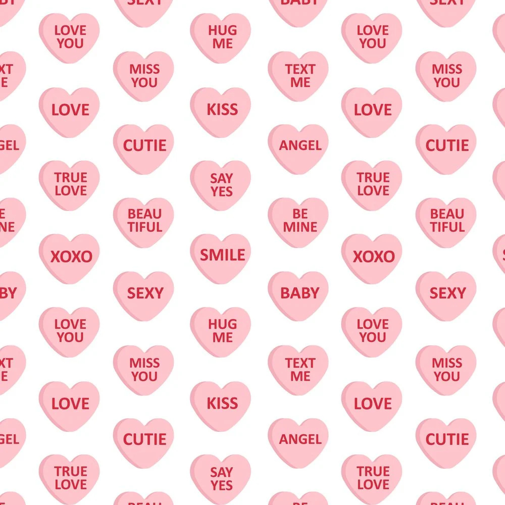 Candied Heart With Text Fabric