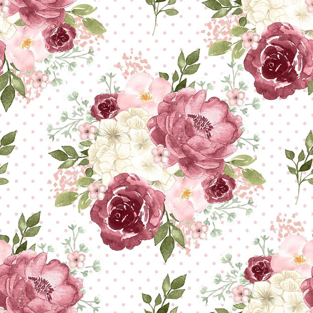 Canyon Rose Pink Dots Fabric - White