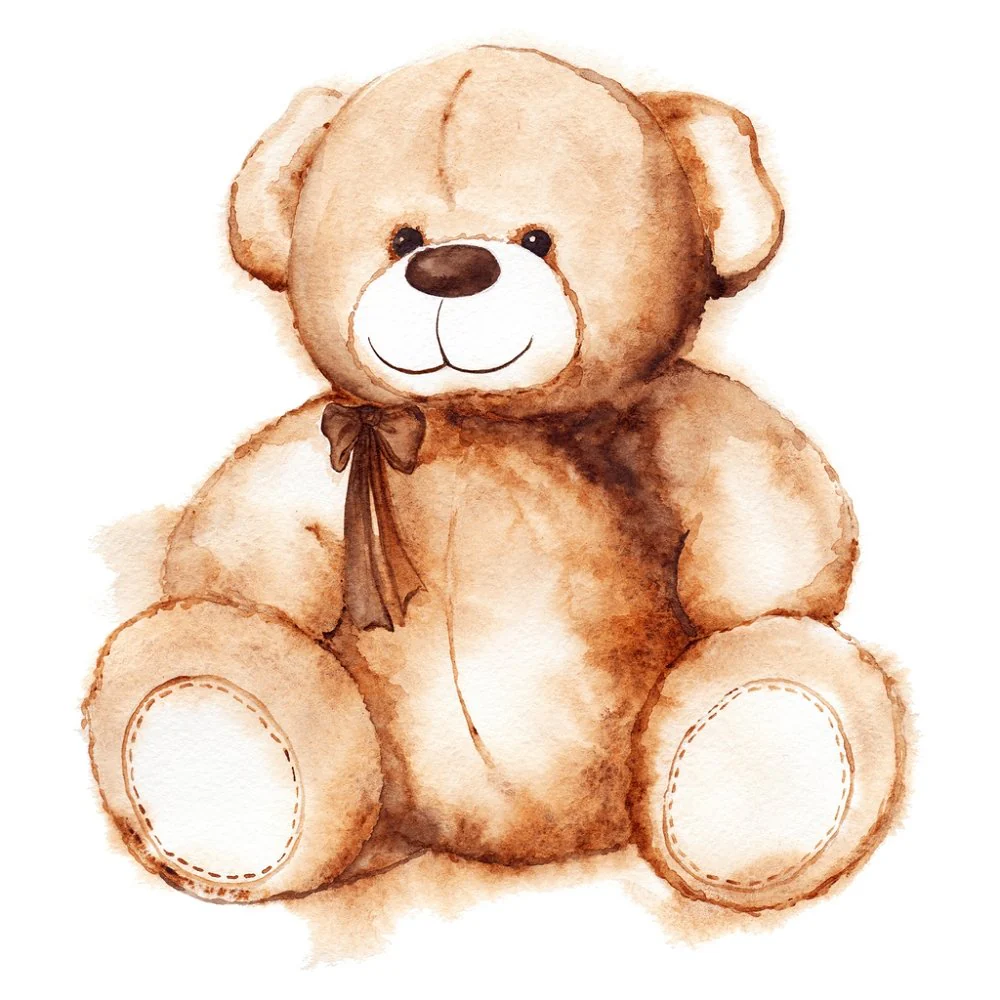 Cartoon Lovely Teddy Bear Fabric Panel - Brown