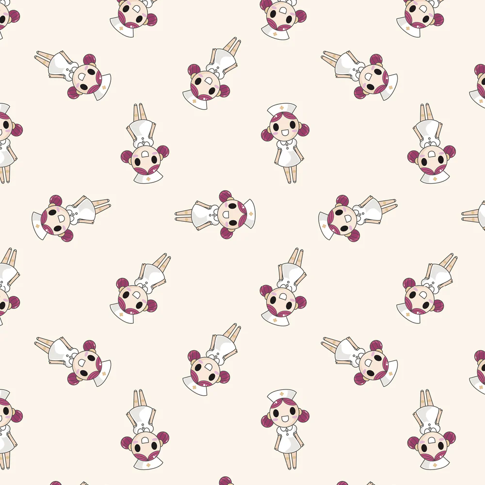 Cartoon Nurse Fabric - Tan