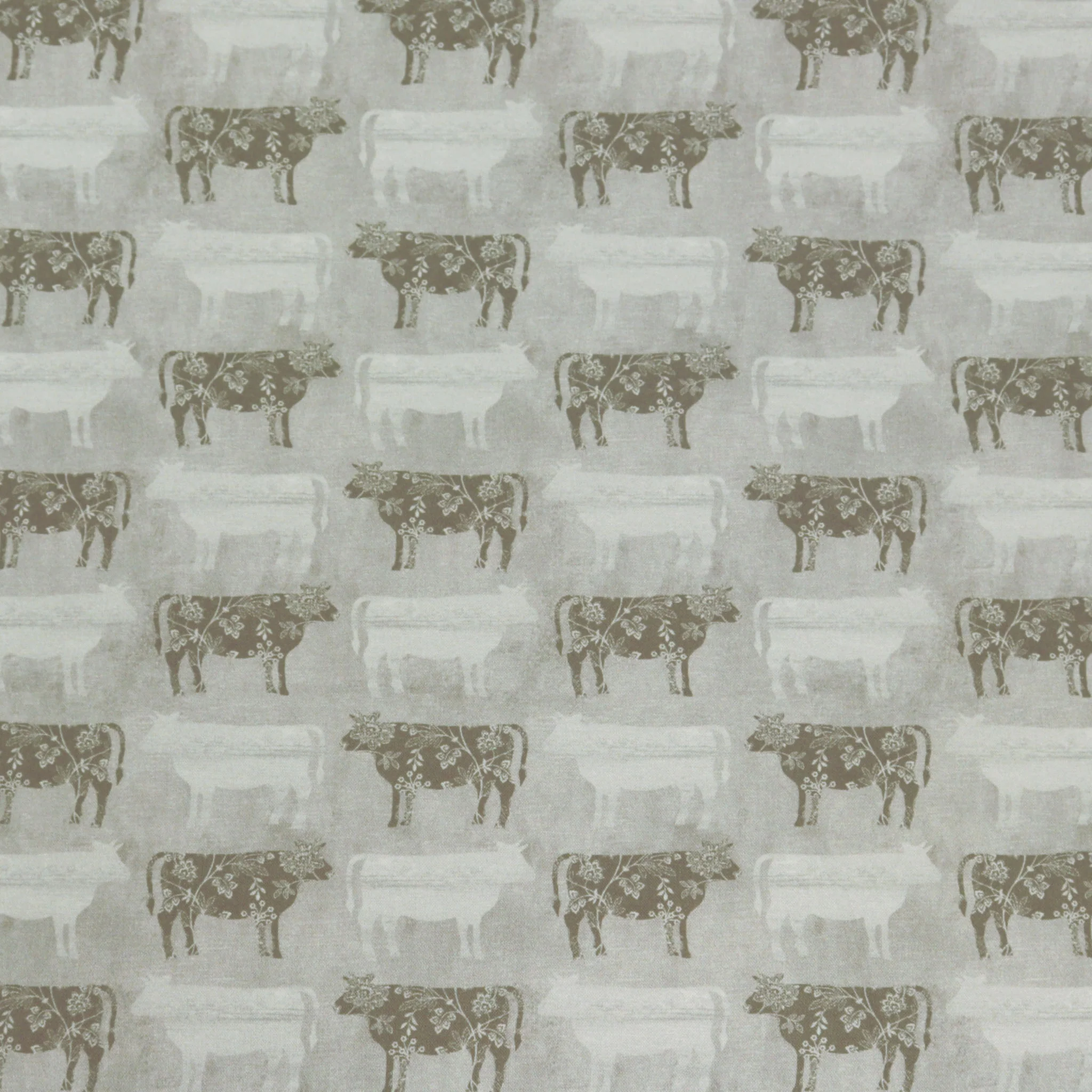 Chalk Barn Fabric Collection - Calico Cows Grey