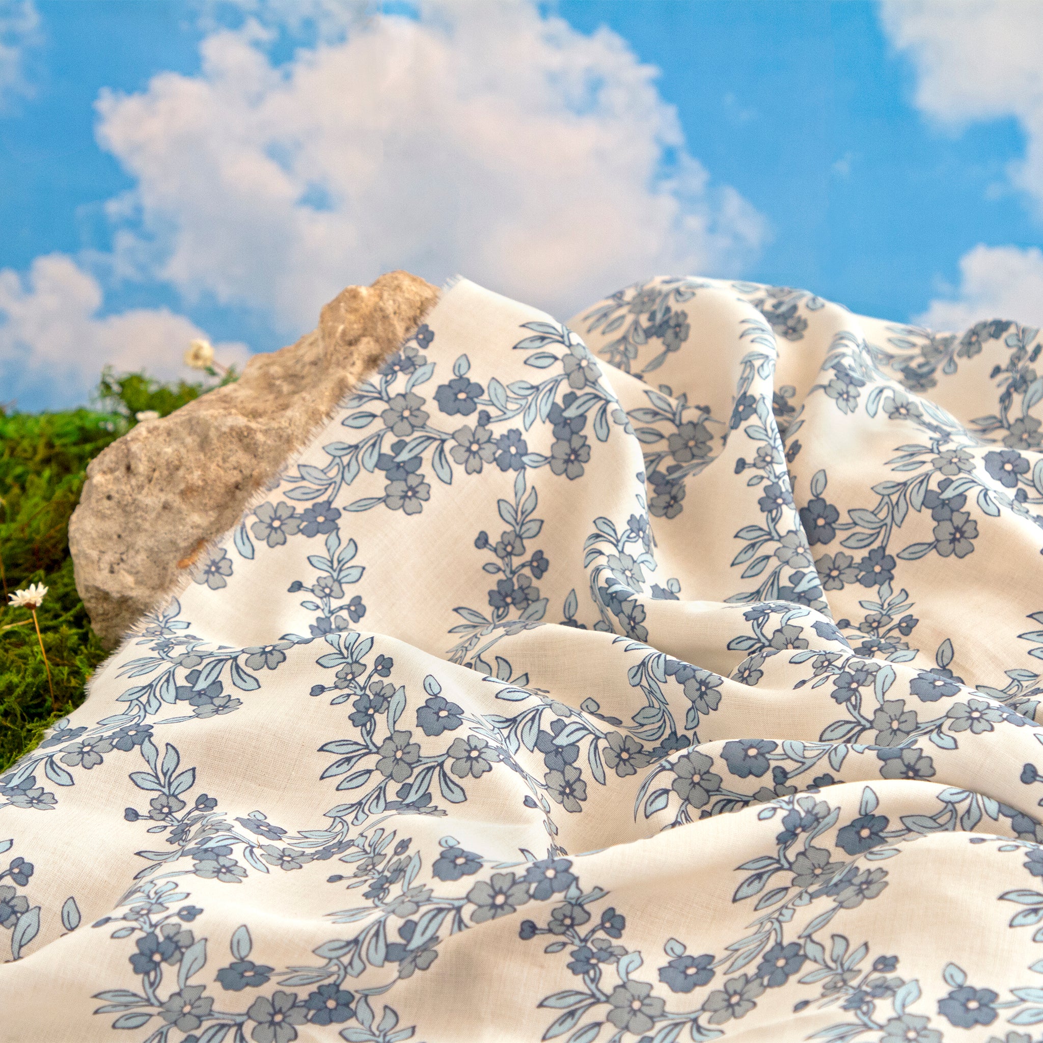 Charming Arbor Bluebell Fabric in Rayon - Image 2
