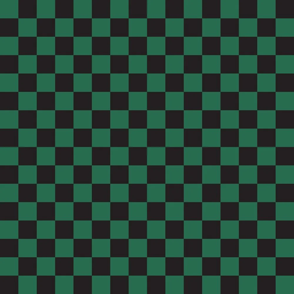Checkered Basics Fabric - Hunter Green on Black