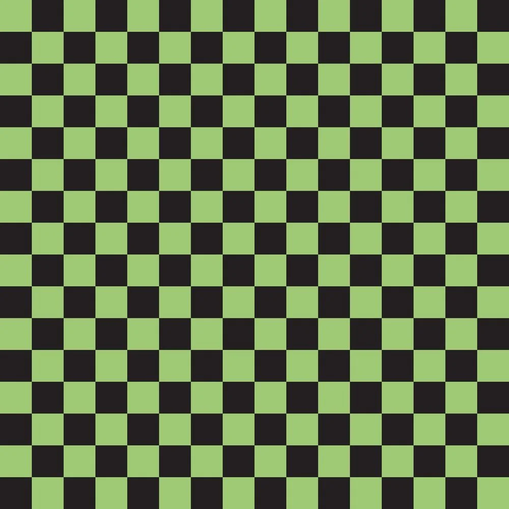 Checkered Basics Fabric - Pistachio Green on Black