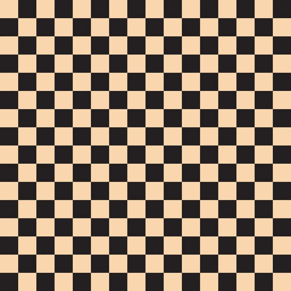 Checkered Basics Fabric - Pizazz Peach on Black