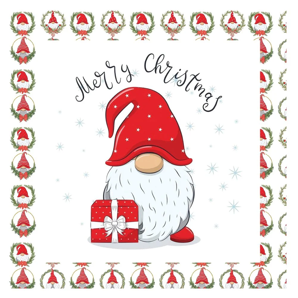 Cheerful Gnome With Christmas Present Pillow Panels