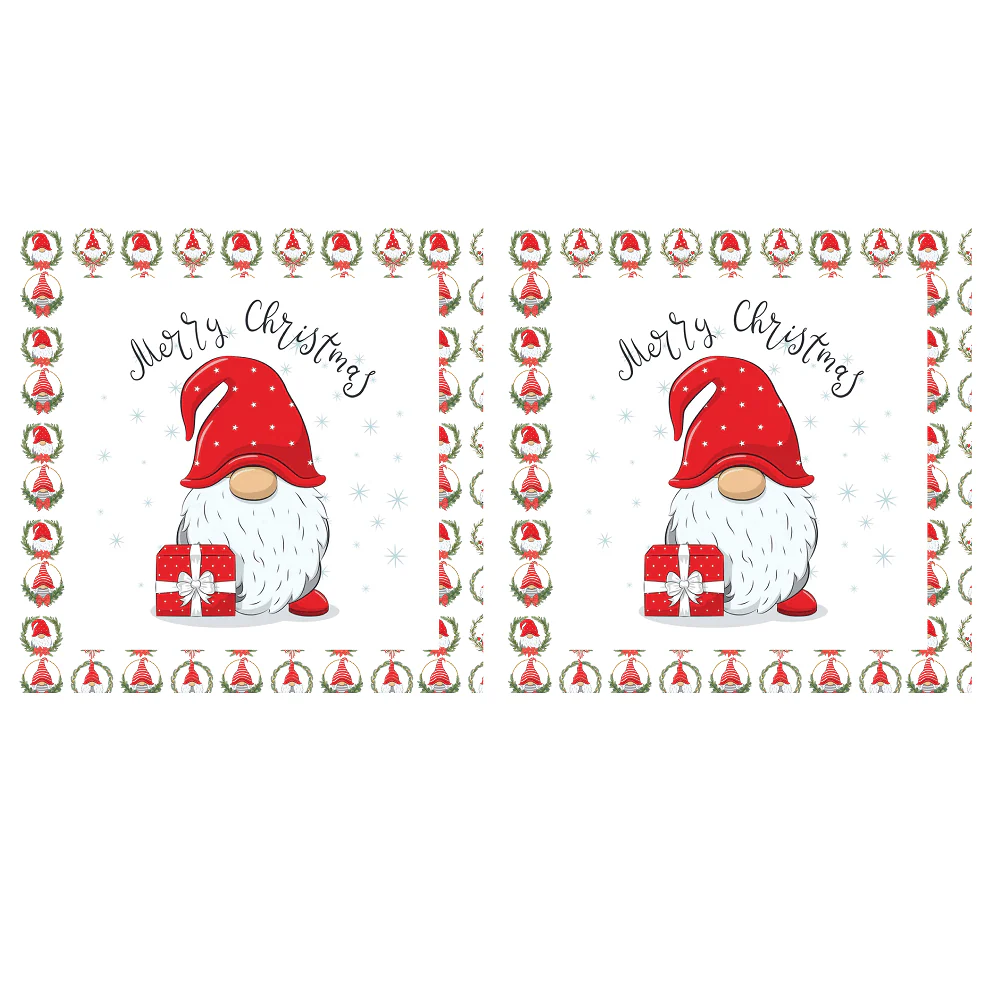 Cheerful Gnome With Christmas Present Pillow Panels - Image 2