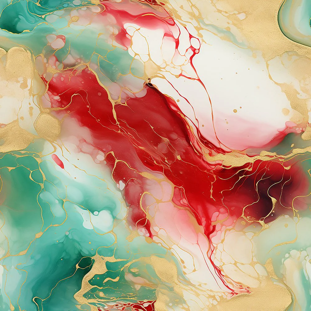Christmas Abstract Marble Pattern #11 Fabric