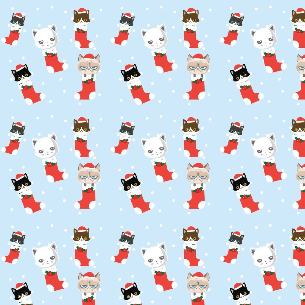 Christmas Cats in Stockings Fabric