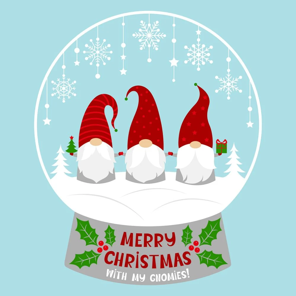 Christmas Gnome Snow Globe Fabric Panel