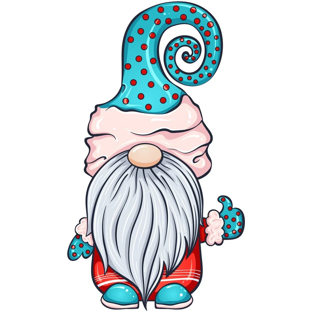 Christmas Gnome With Polka Dot Hat Fabric Panel