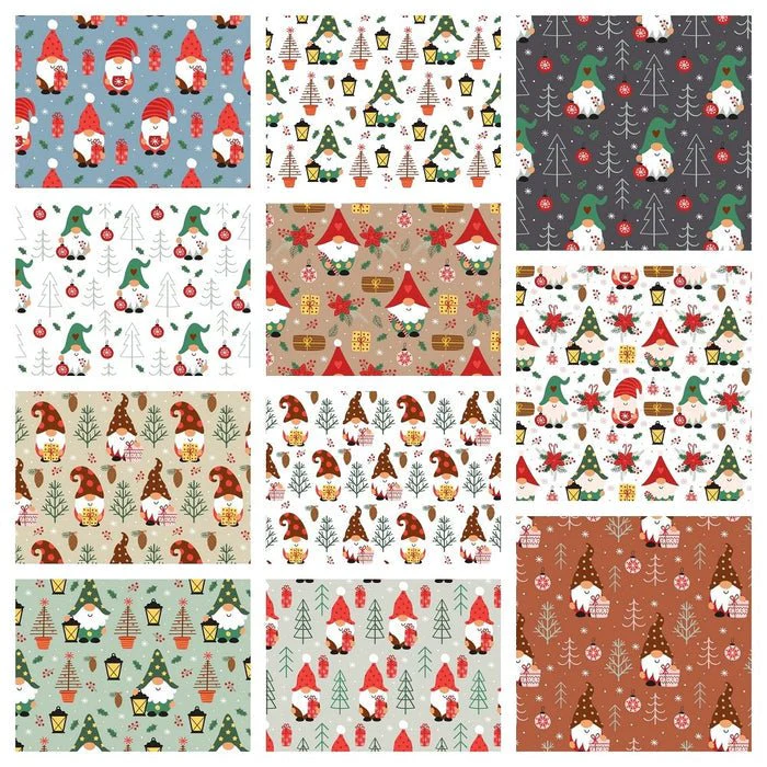 Christmas Gnomes Fabric Collection - 1/2 Yard Bundle
