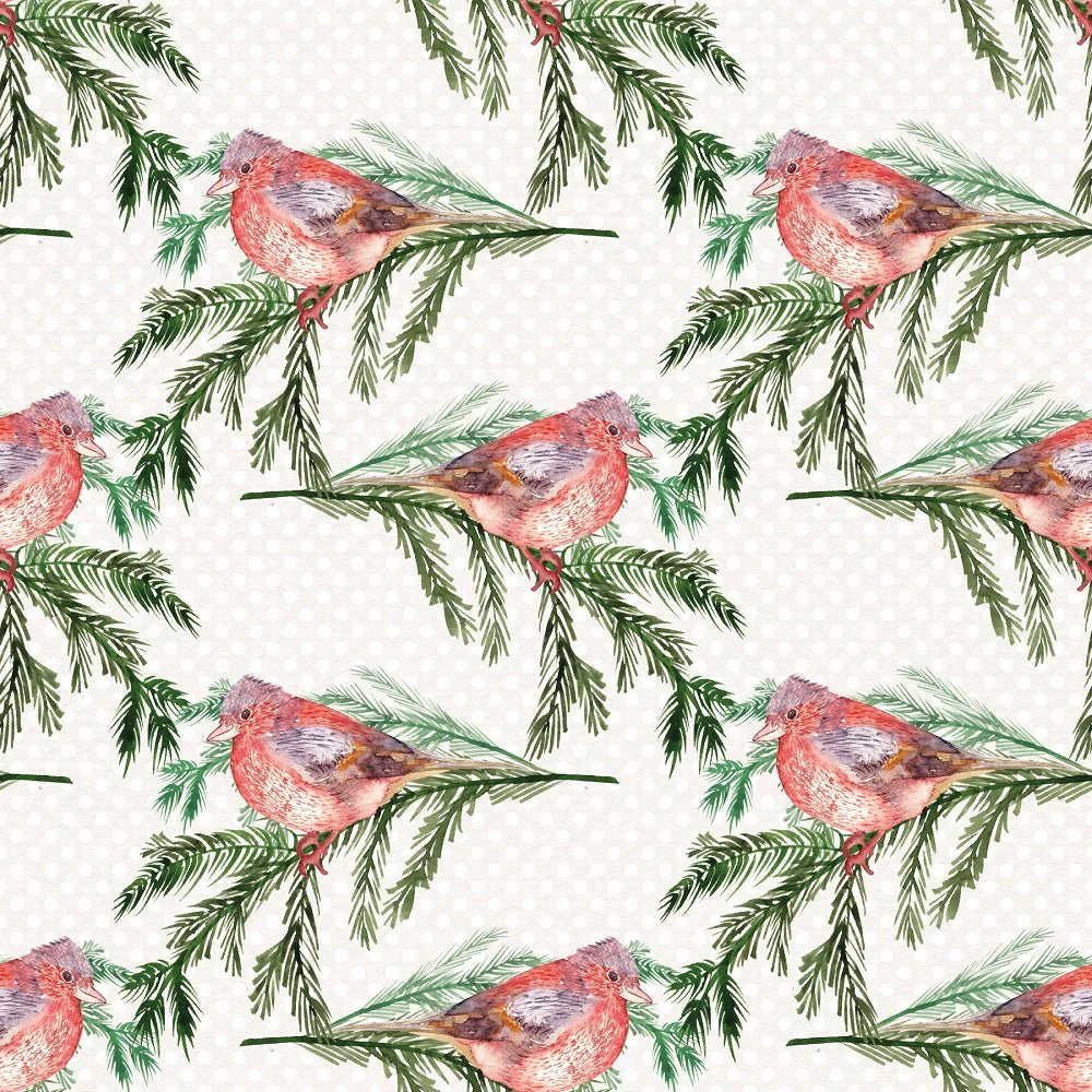 Christmas Joy Birds Fabric