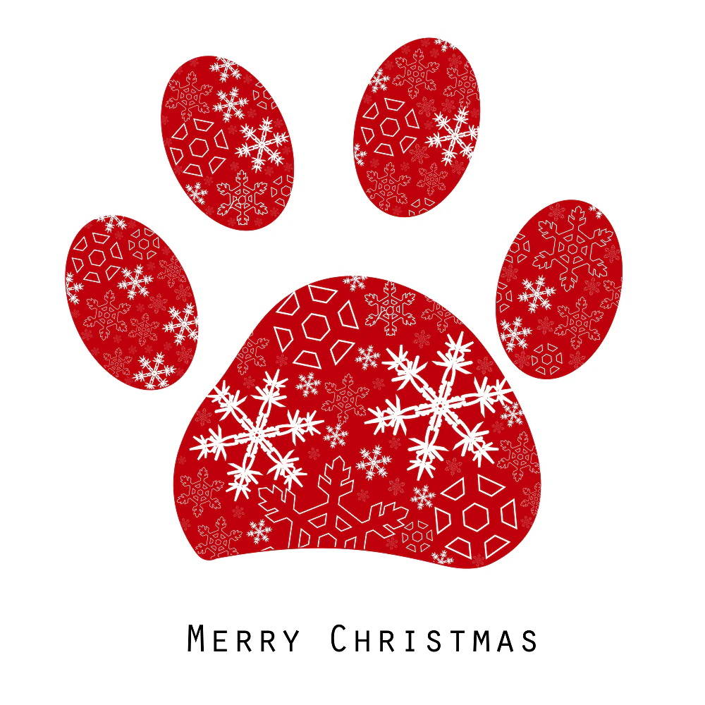 Christmas Paw Print Fabric Panel