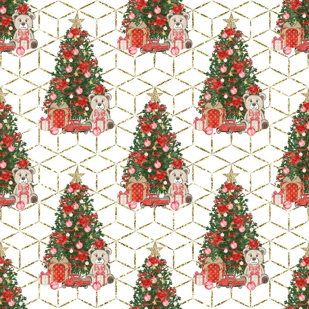 Christmas Tree on Geometrics Squares - Gold
