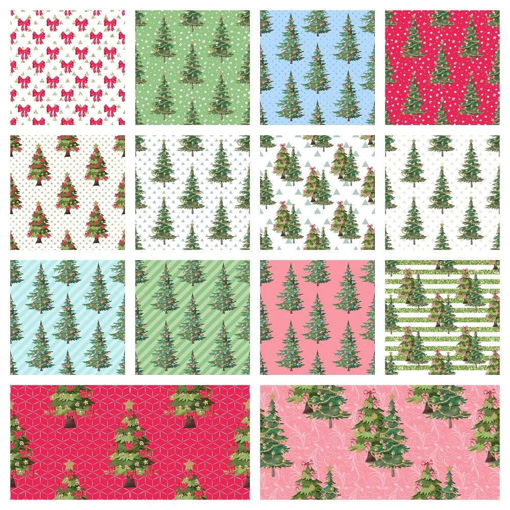 Christmas Trees Fat Quarter Bundle - 14 Pieces