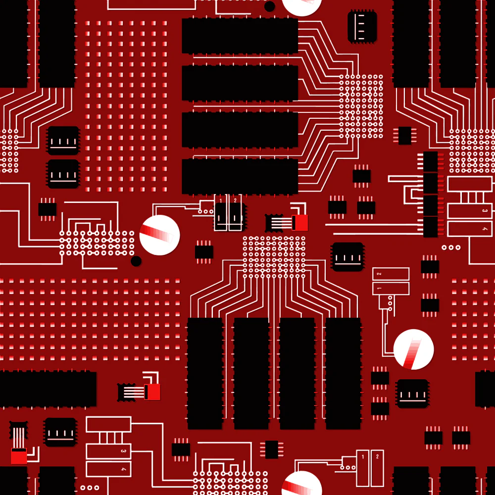 Circuit Board Fabric - Mahogany Red