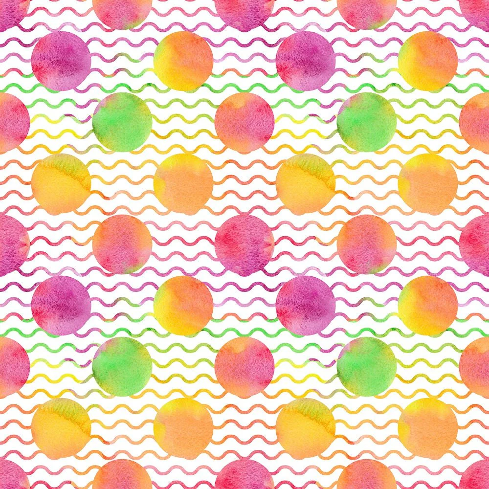 Colorful Grunge Dots & Waves Fabric