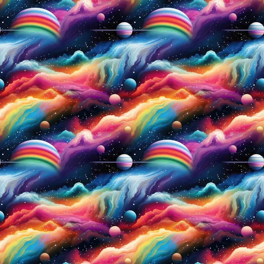Colorful Planets In Space Fabric