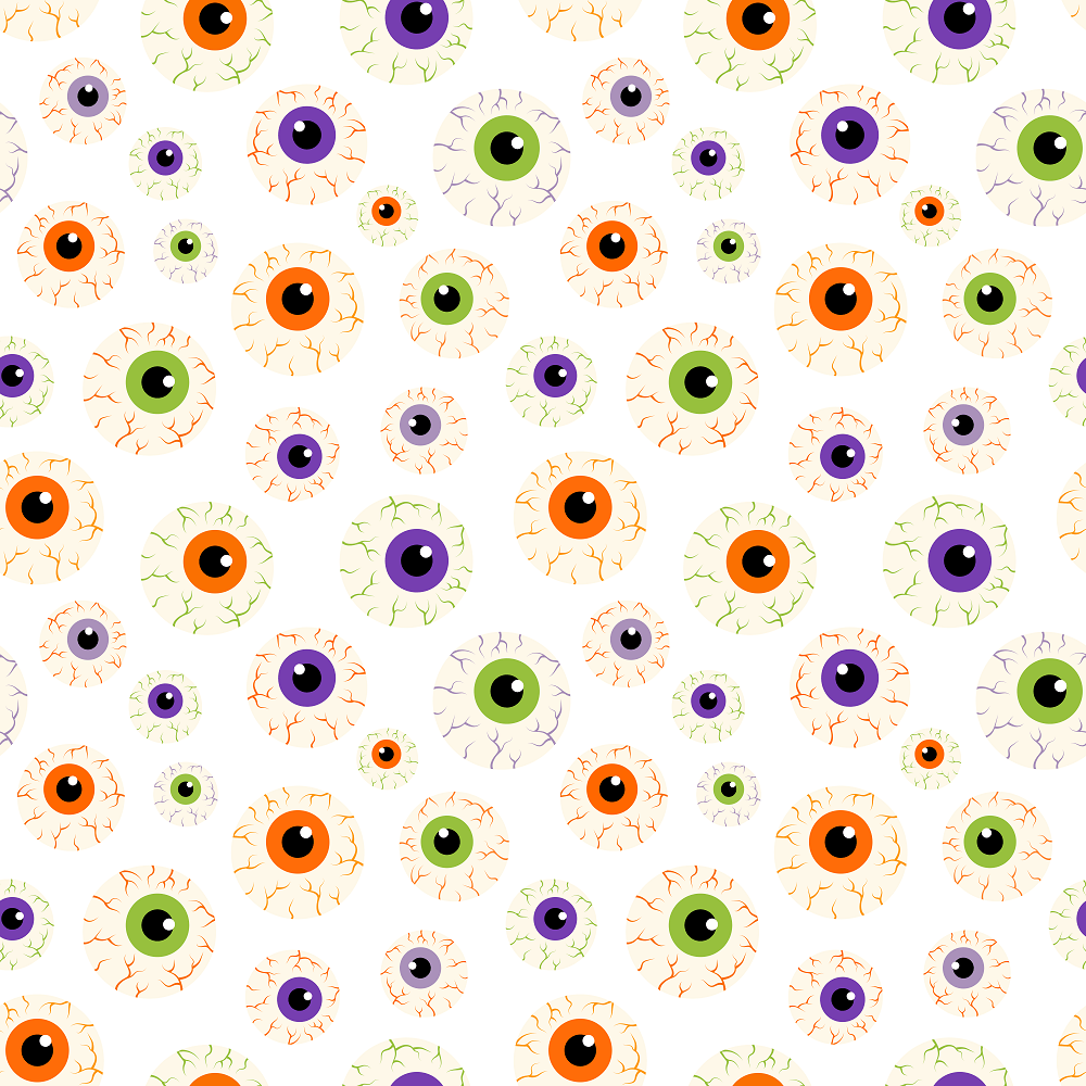 Creepy Eyeballs Fabric - White