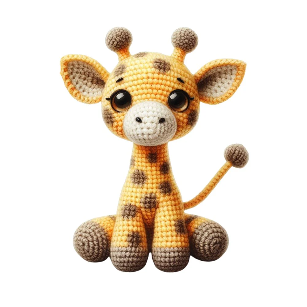 Crochet Animals Giraffe #2 Fabric Panel