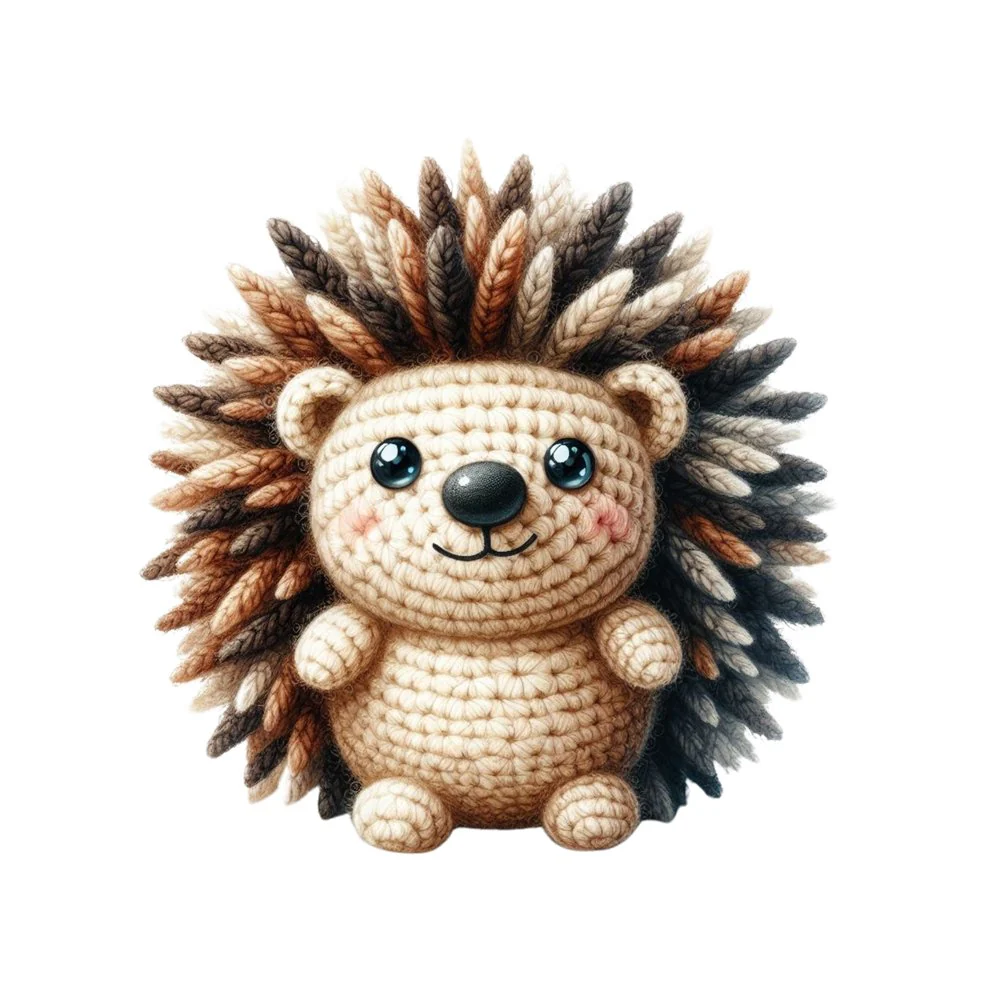 Crochet Animals Hedgehog Fabric Panel