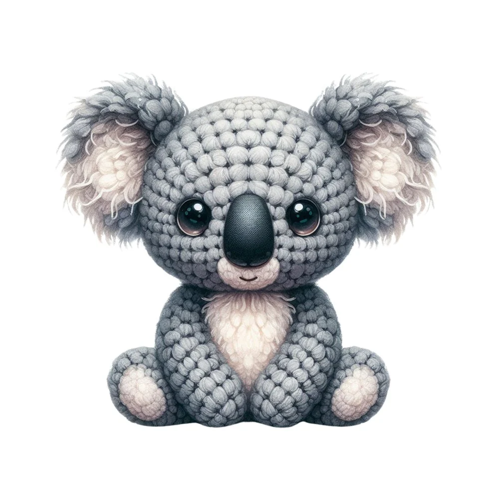 Crochet Animals Koala Fabric Panel