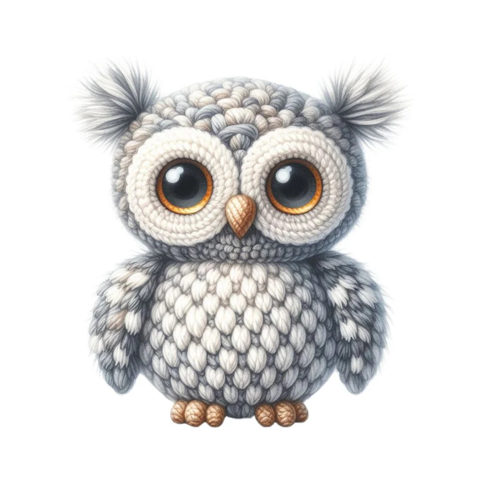 Crochet Animals Owl Fabric Panel