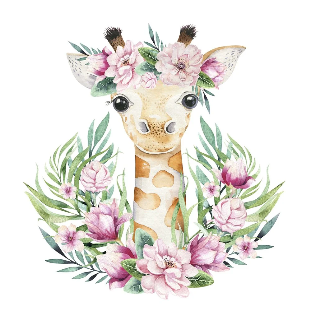 Cute Baby Giraffe Fabric Panel