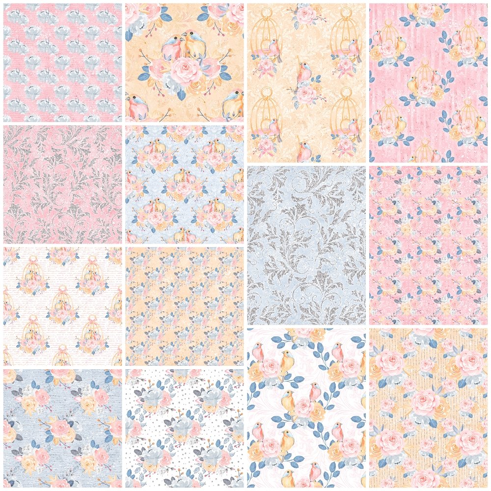 Cute Birds and Flowers Fat Eighth Bundle - 14 Pieces