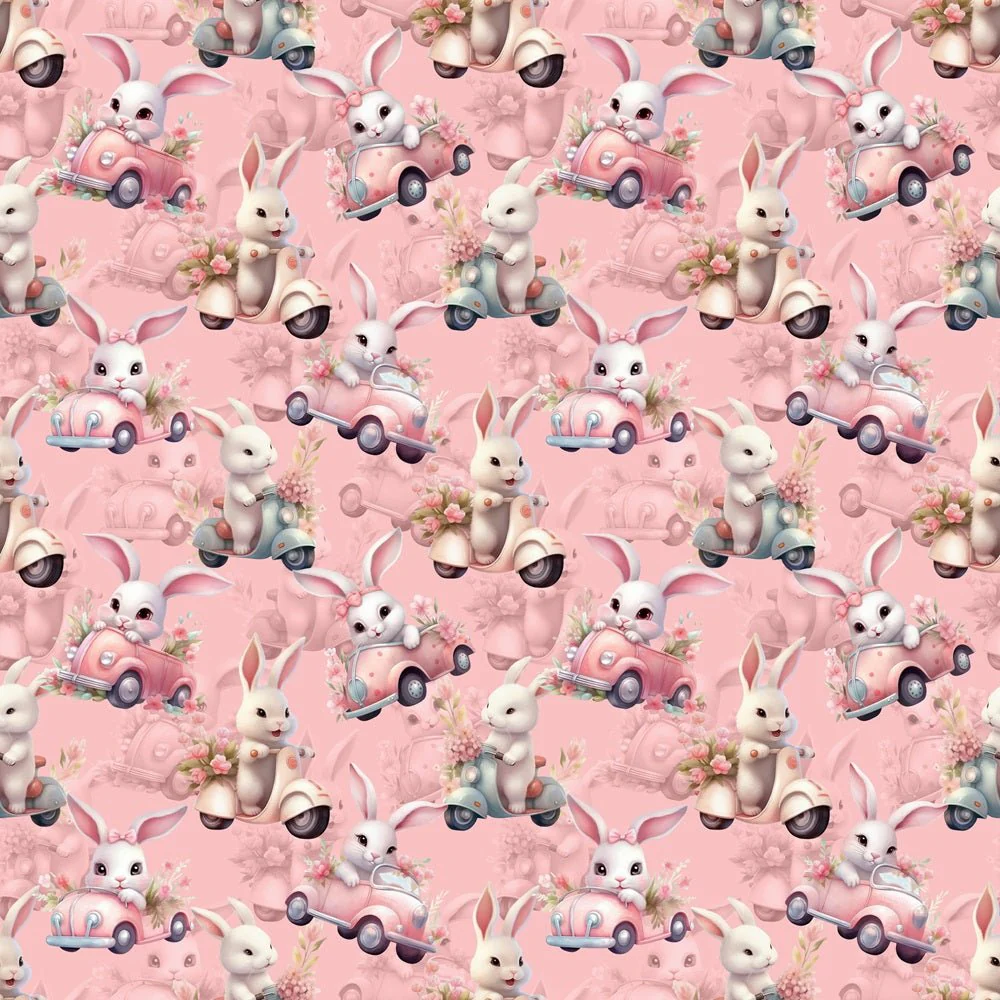 Cute Bunny in Car Fabric
