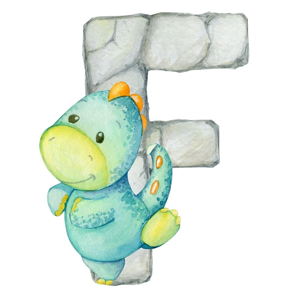 Cute Dinosaur "F" Fabric Panel
