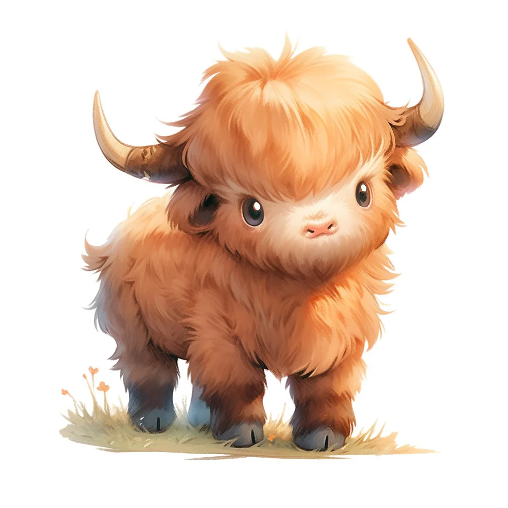 Cute Highland Cow #8 Fabric Panel