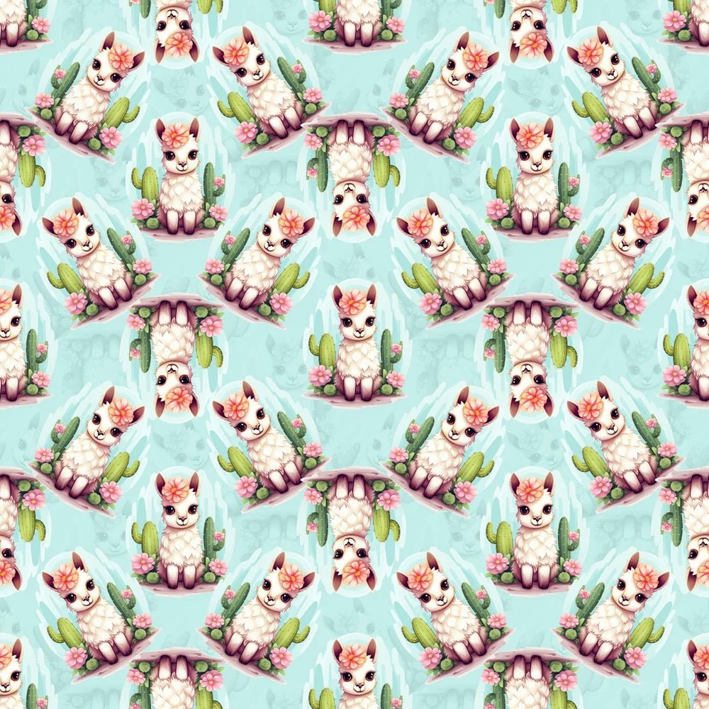 Cute Llamas In Desert Fabric