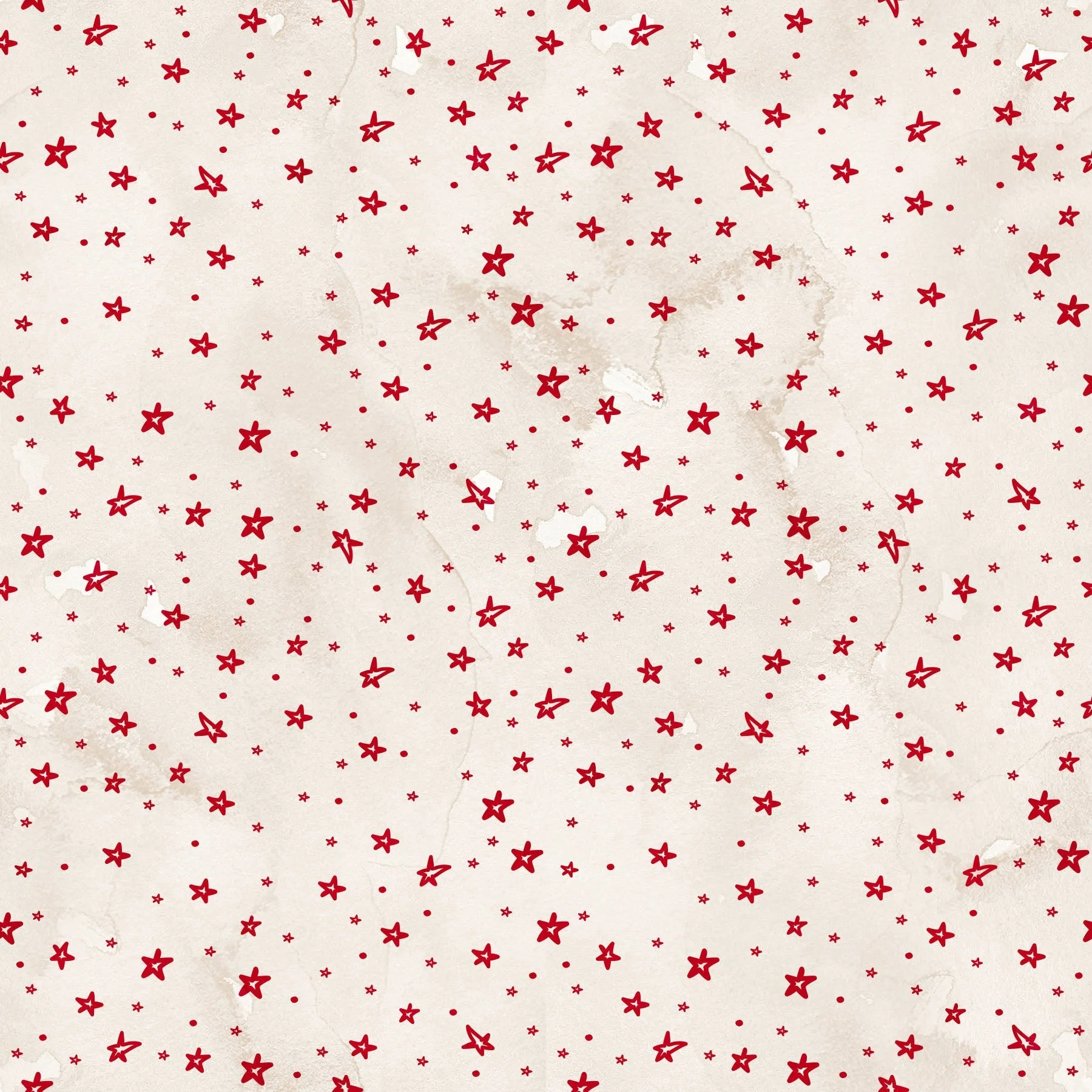Cute Patriotic Bears Red Stars on Grunge Fabric - Tan