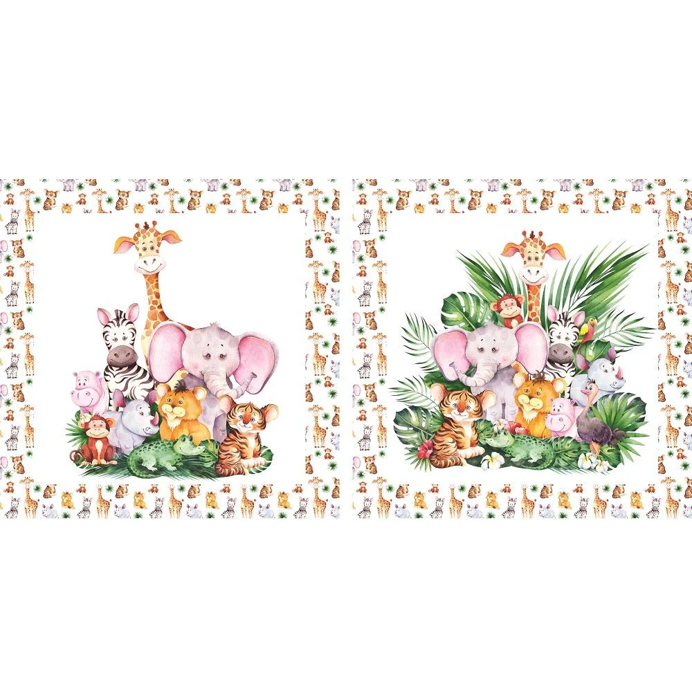 Cute Safari Animals Pillow Panels