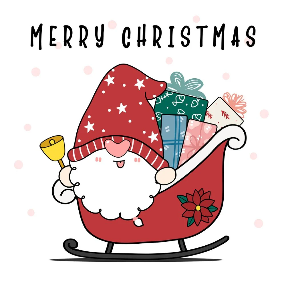 Cute Santa Gnome Fabric Panel