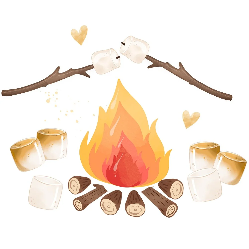 Cute Smores Scene #1 Fabric Panel