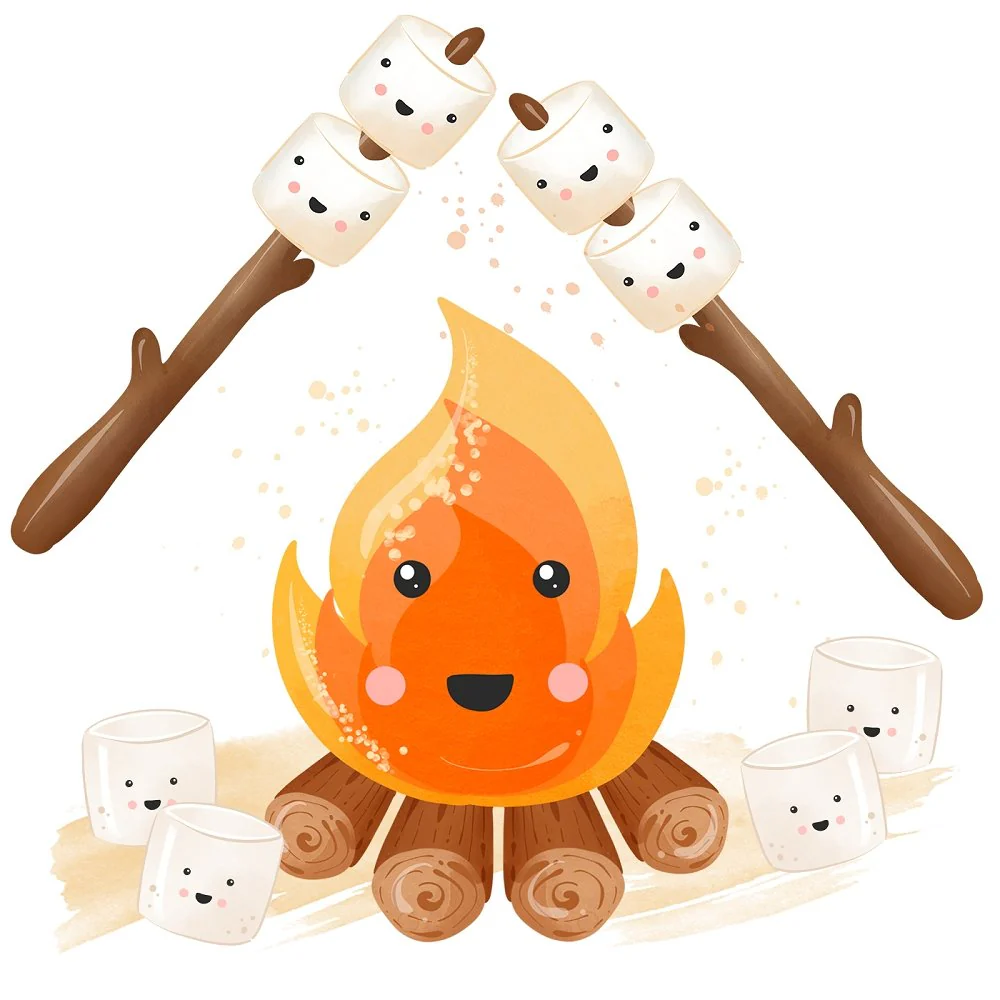 Cute Smores Scene #2 Fabric Panel