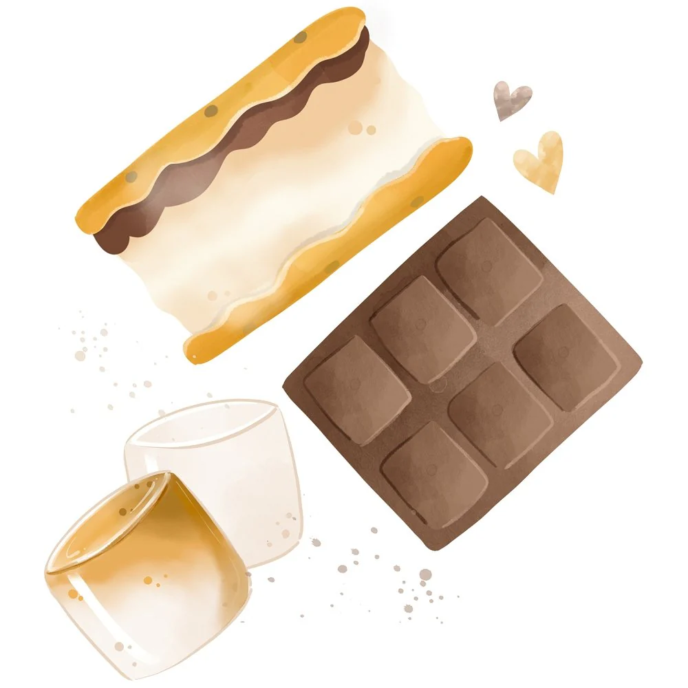 Cute Smores Scene #3 Fabric Panel