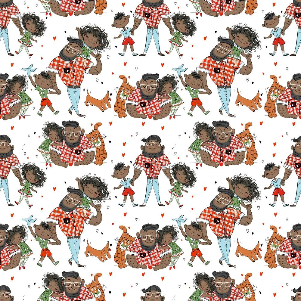 Dad with Kids Variation #2 Fabric