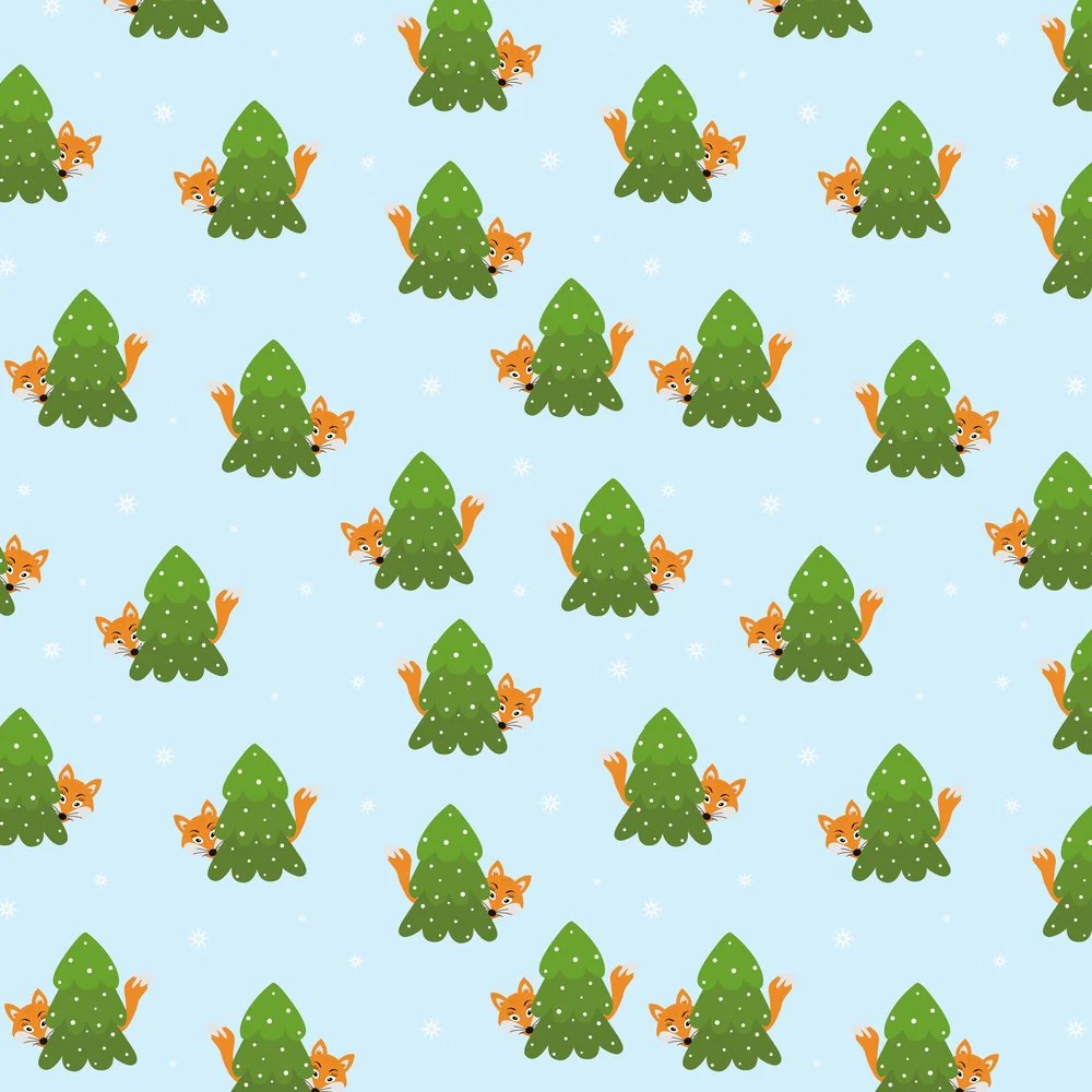 Decorating The Christmas Tree Fabric - Blue