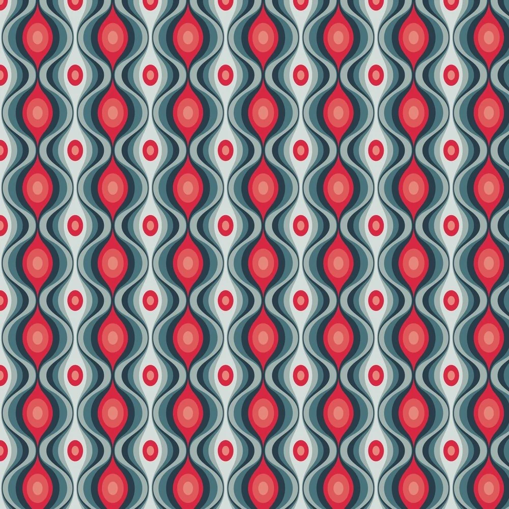 Decorative Retro Ornament Fabric Variation 3 - Blue