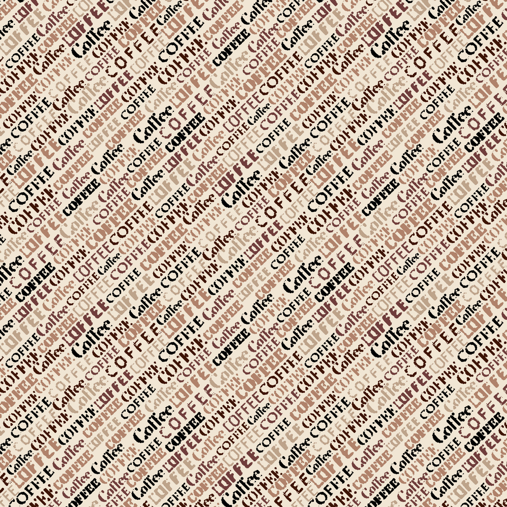 Diagonal Coffee Font Fabric - Cream