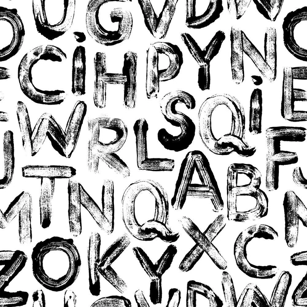 Digitally Printed Finger Painted Alphabet Fabric
