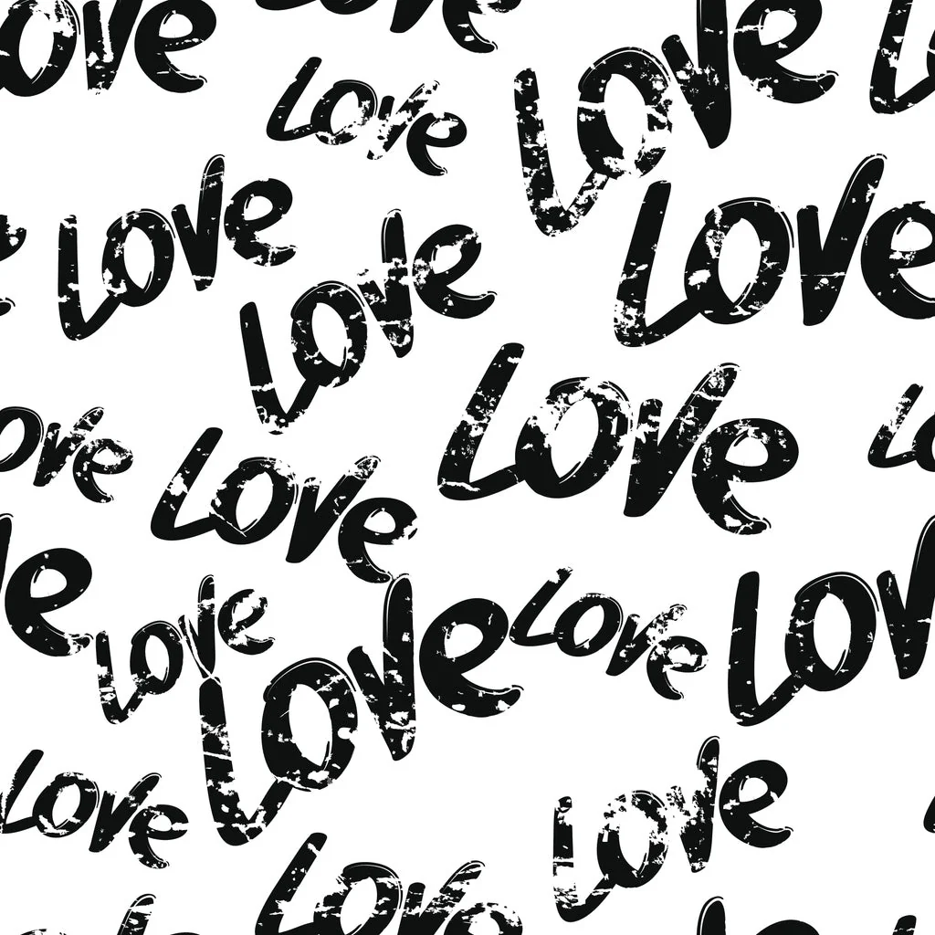 Digitally Printed Hand Drawn Love Fabric